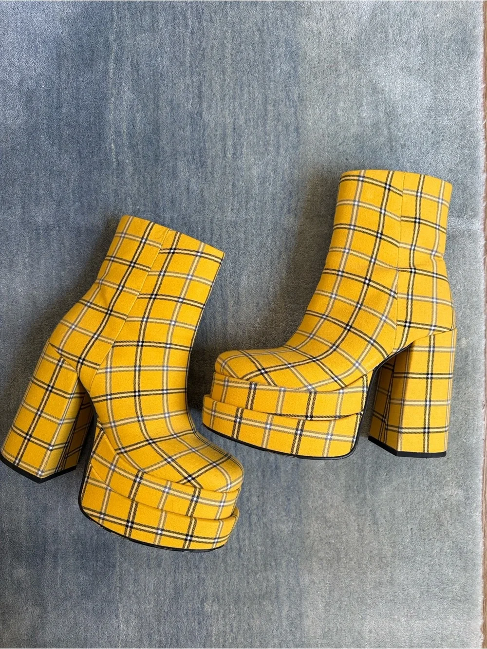 Steve Madden Yellow Plaid Platform Ankle Boots Clueless inspired